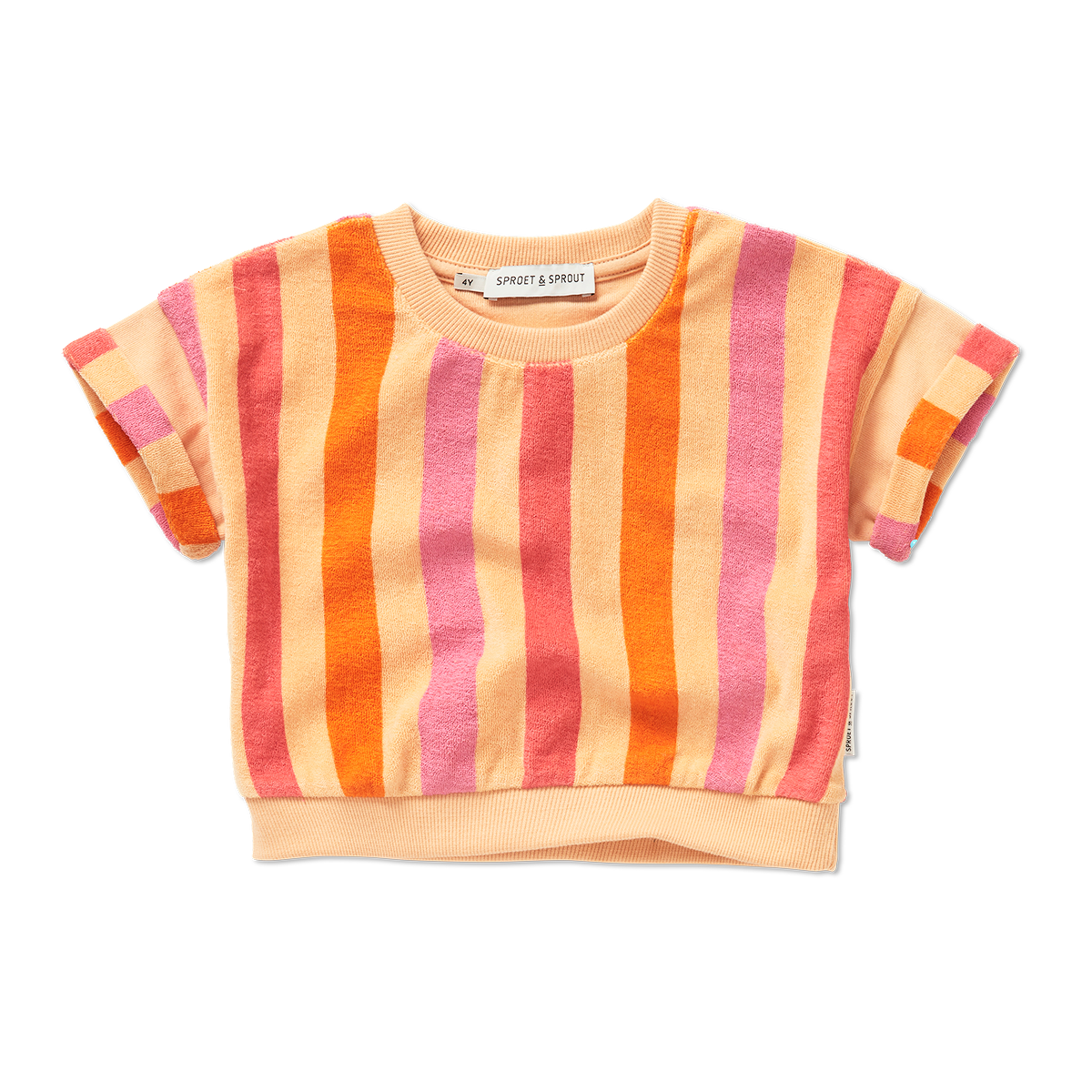 SPROET & SPROUT PINK/ORANGE STRIPE TERRY TOP