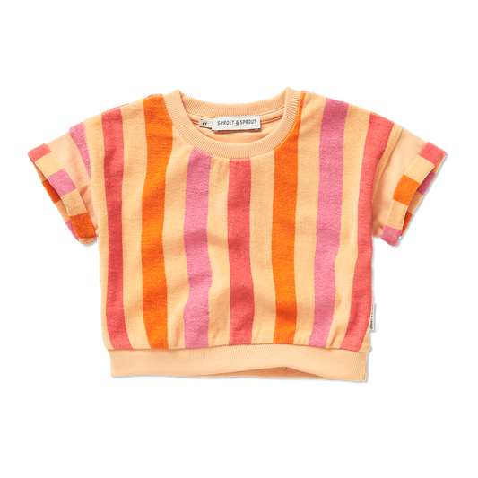 SPROET & SPROUT PINK/ORANGE STRIPE TERRY TOP