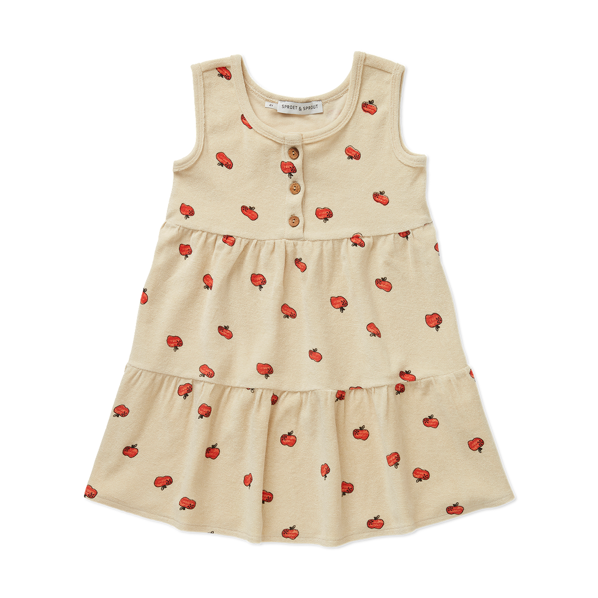 SPROET & SPROUT TAN APPLE PRINT TERRY JUMPER