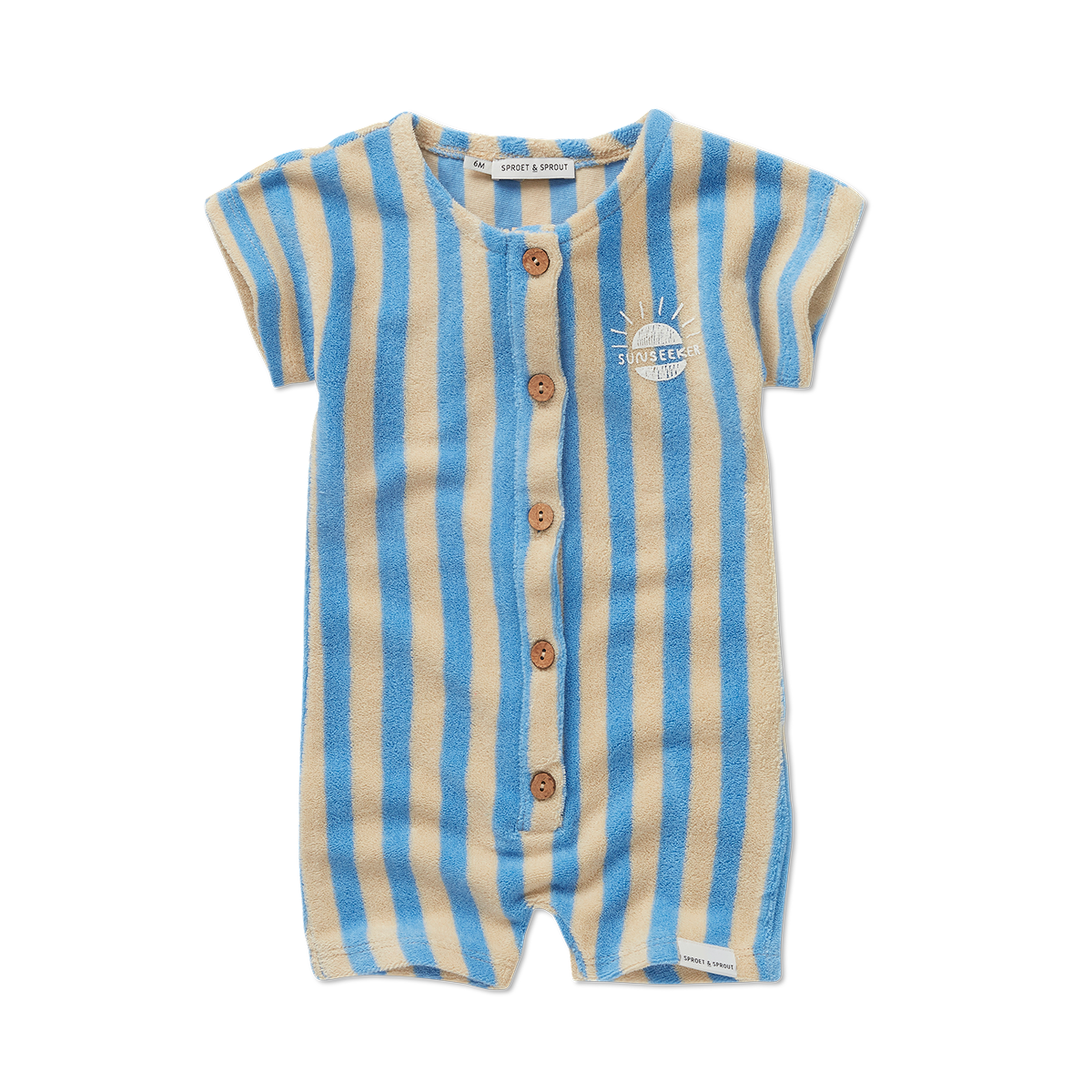 SPROET & SPROUT BLUE/BIEGE STRIPE TERRY ROMPER