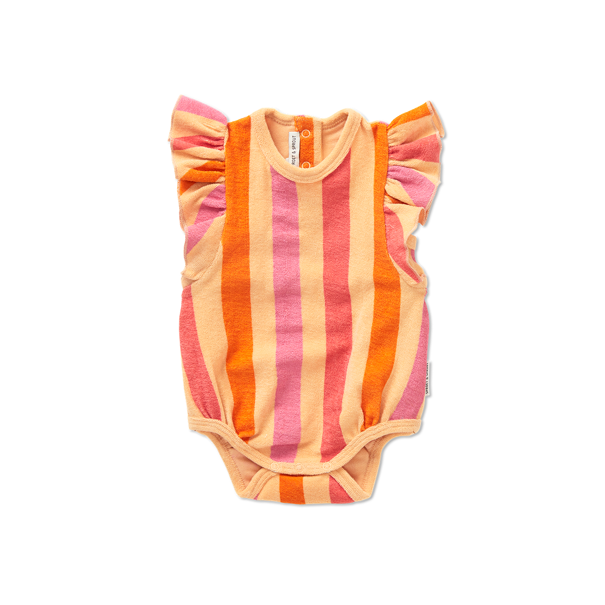 SPROET & SPROUT PINK/ORANGE STRIPE TERRY ROMPER