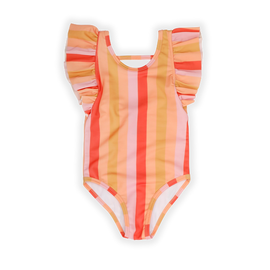 SPROET & SPROUT PINK/ORANGE STRIPE SWIMSUIT