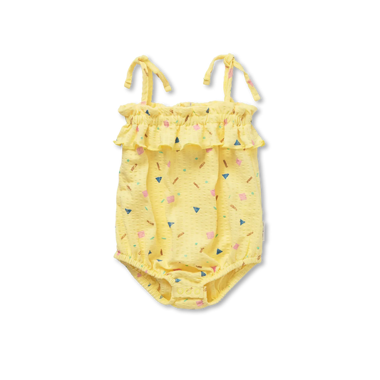 SPROET & SPROUT YELLOW RUFFLE SPRINKLE ROMPER