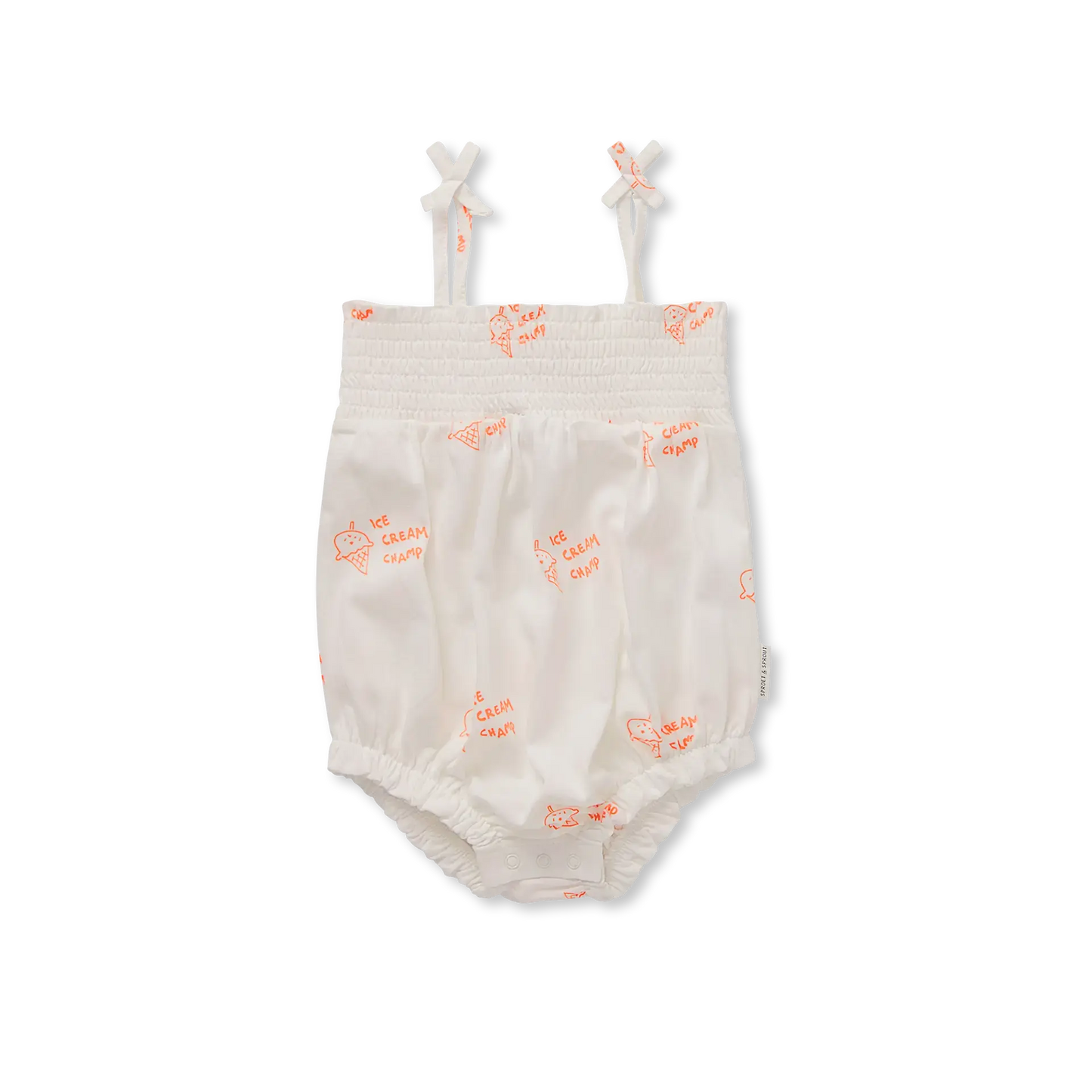 SPROET & SPROUT OFF WHITE/ORANGE WORDED ROMPER