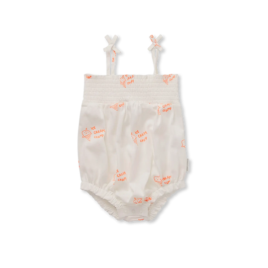 SPROET & SPROUT OFF WHITE/ORANGE WORDED ROMPER