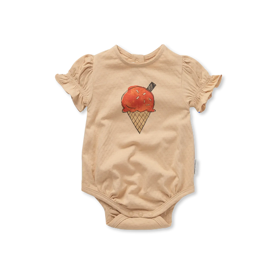 SPROET & SPROUT BEIGE PUFF SLEEVE ICE CREAM ROMPER