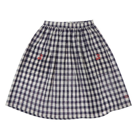 TOCOTO VINTAGE NAVY CHECKED FLARE SKIRT