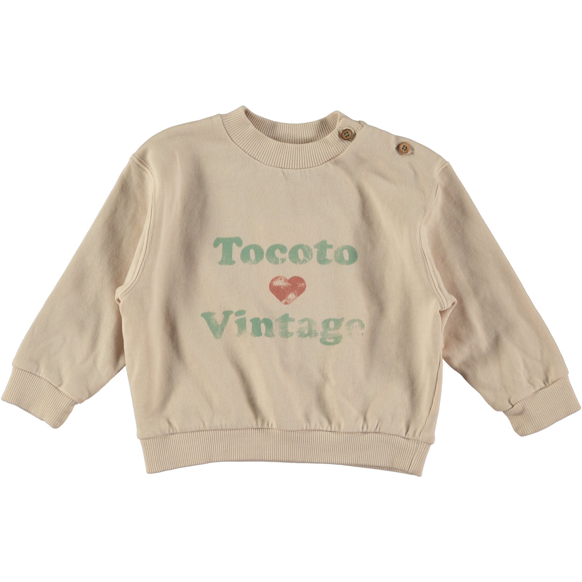 Biege Graphic Sweatshirt | Size 10 by Tocoto Vintage