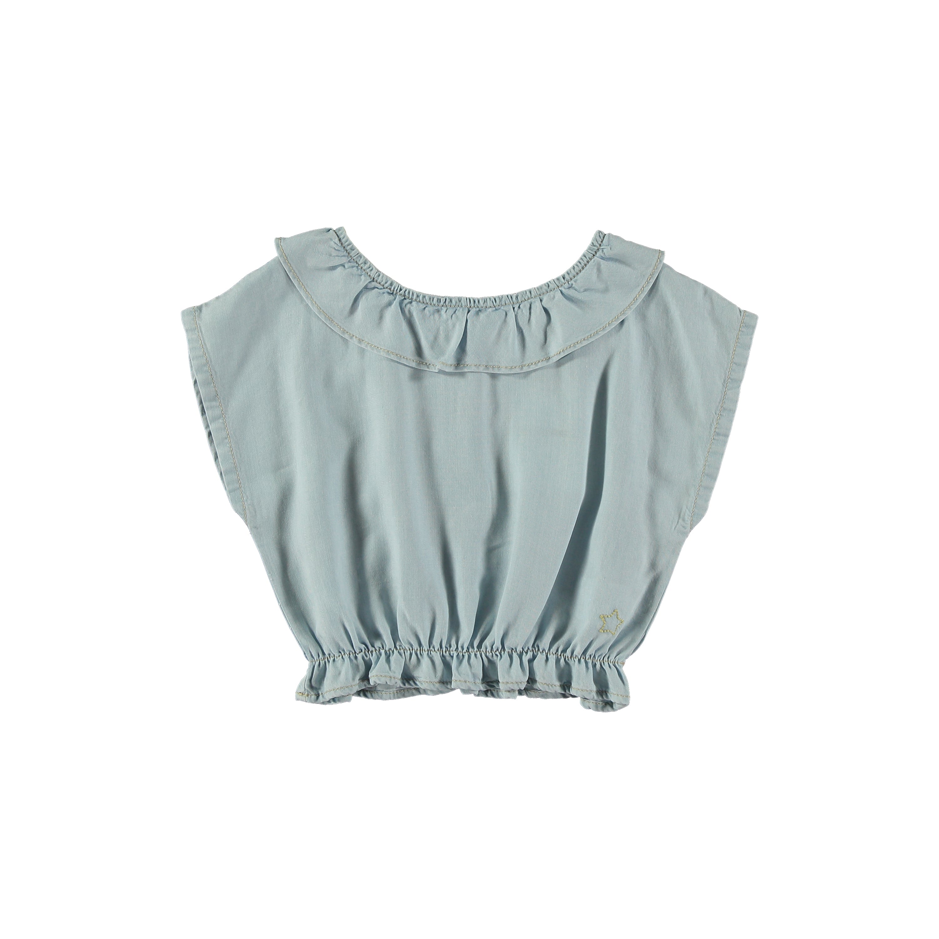 TOCOTO VINTAGE BLUE RUFFLE COLLAR BLOUSE [FINAL SALE] – Luibelle