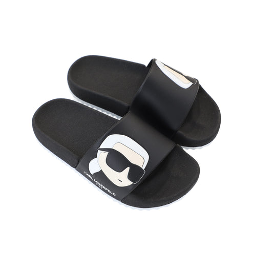 KARL LAGERFELD BLACK LOGO SLIDES