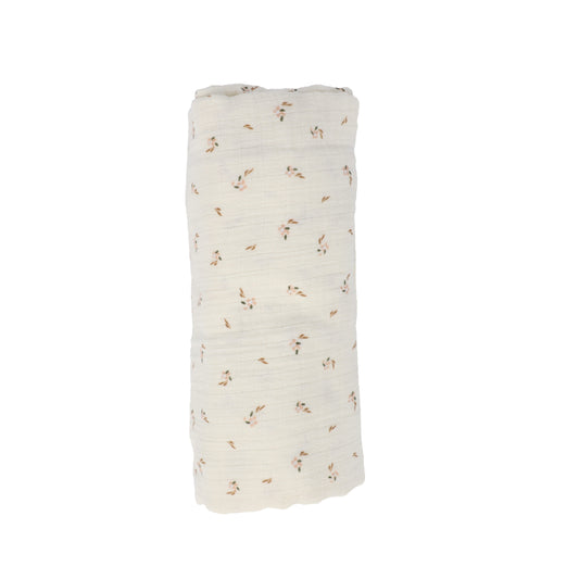 ELY'S & CO. IVORY PRINTED FLORAL SWADDLE [FINAL SALE]