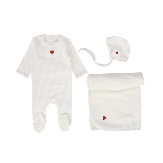 ELY'S & CO. IVORY EMBROIDERED HEART LAYETTE SET
