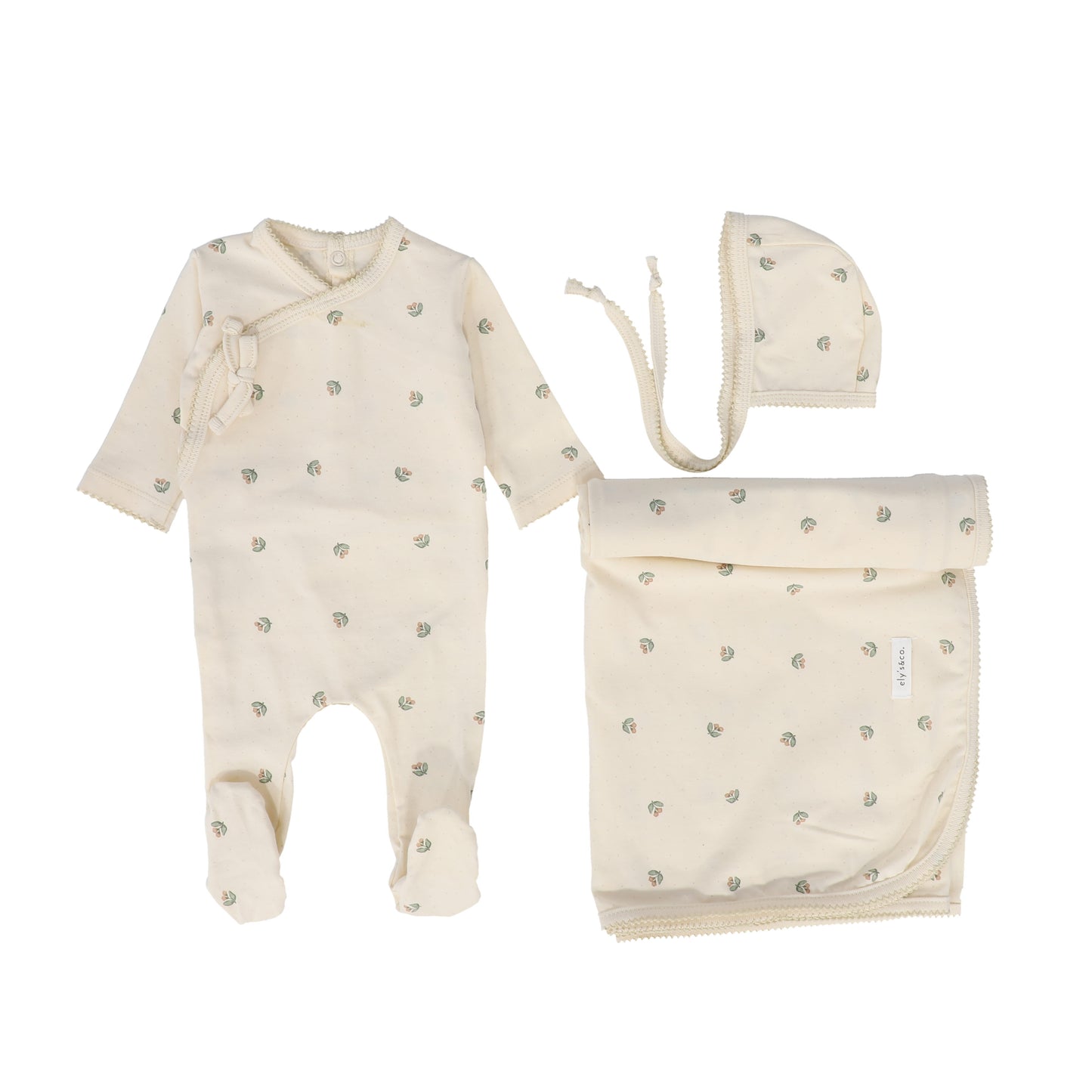 ELY'S & CO. CREAM VINTAGE FLORAL LAYETTE SET