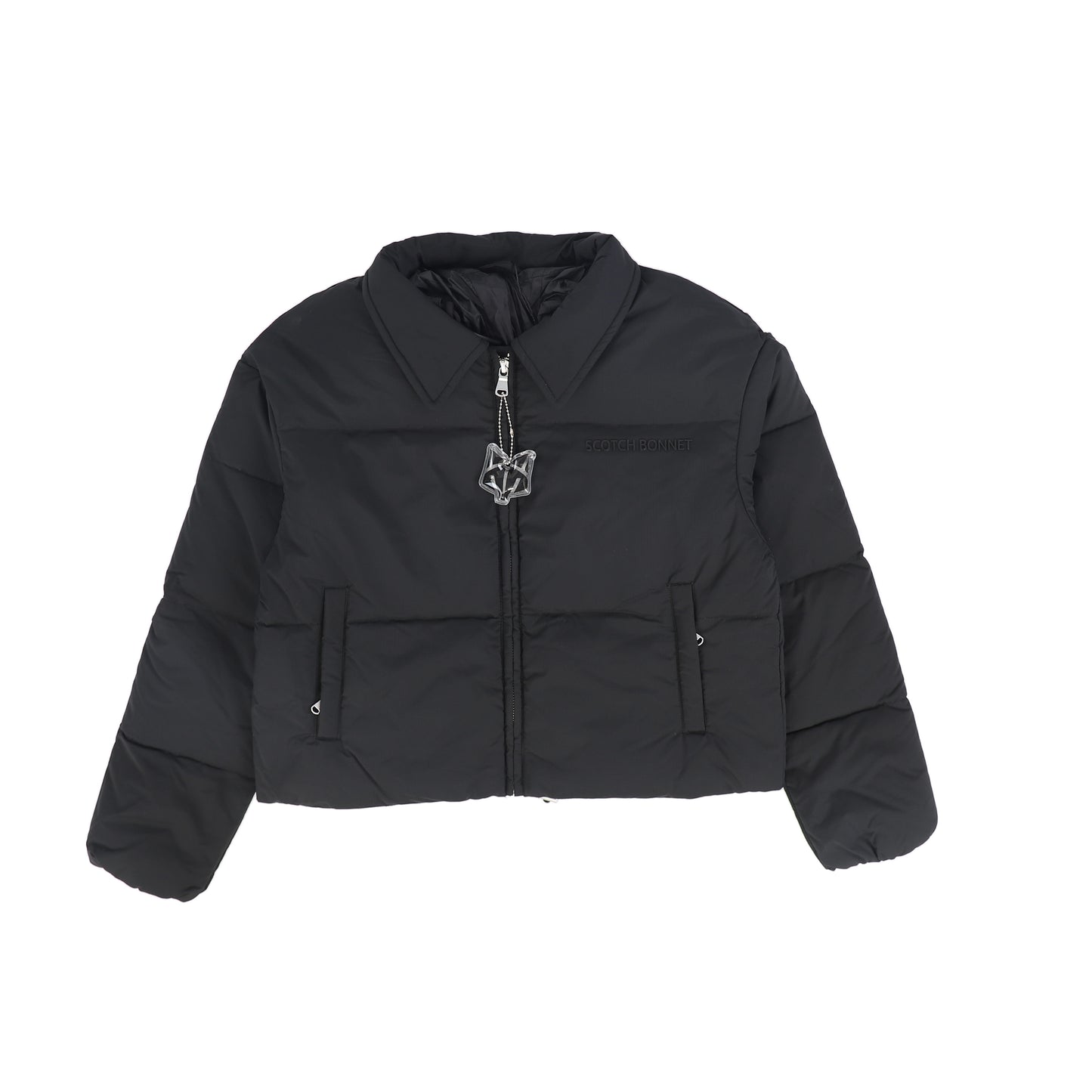 SCOTCH BONNET BLACK PUFFER COLLAR JACKET