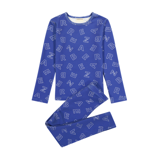 ZEEBRA BLUE LETTER PRINTED PAJAMAS