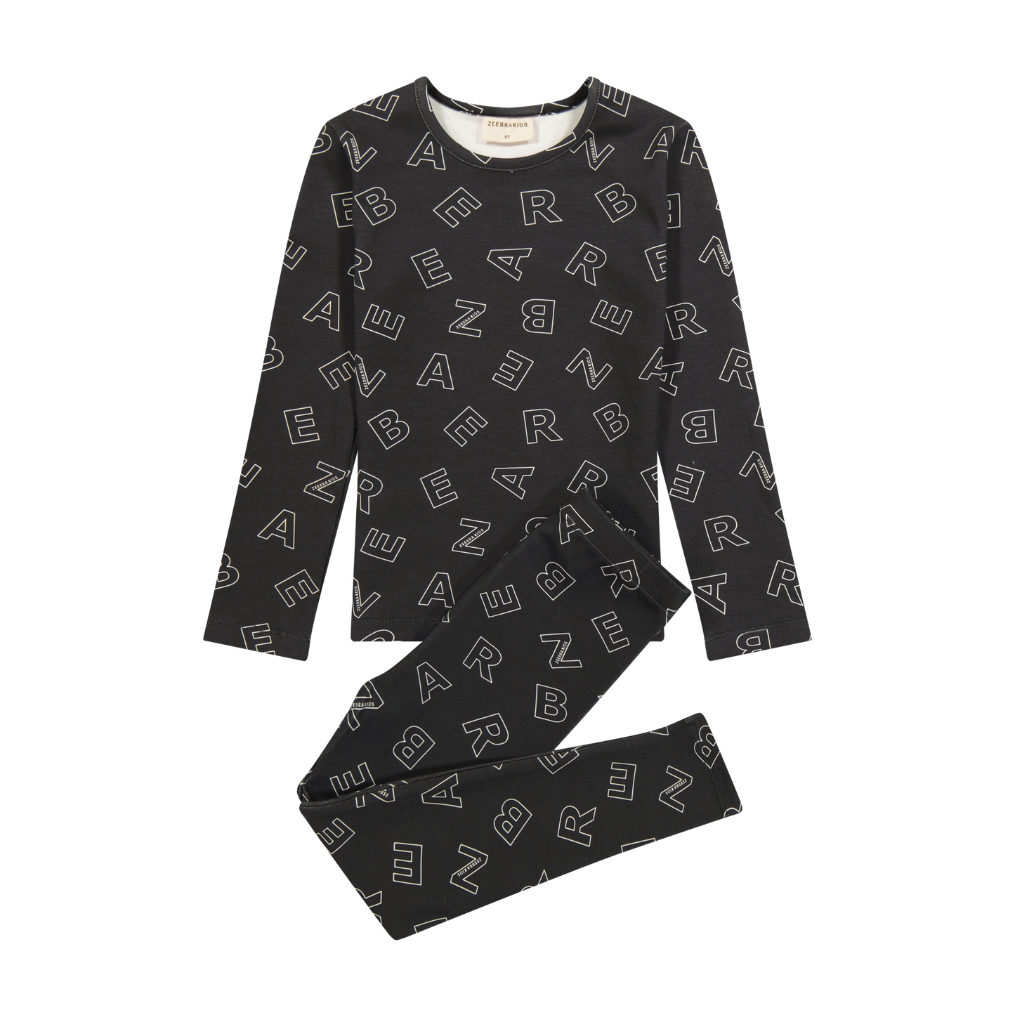 ZEEBRA BLACK LETTER PRINTED PAJAMAS