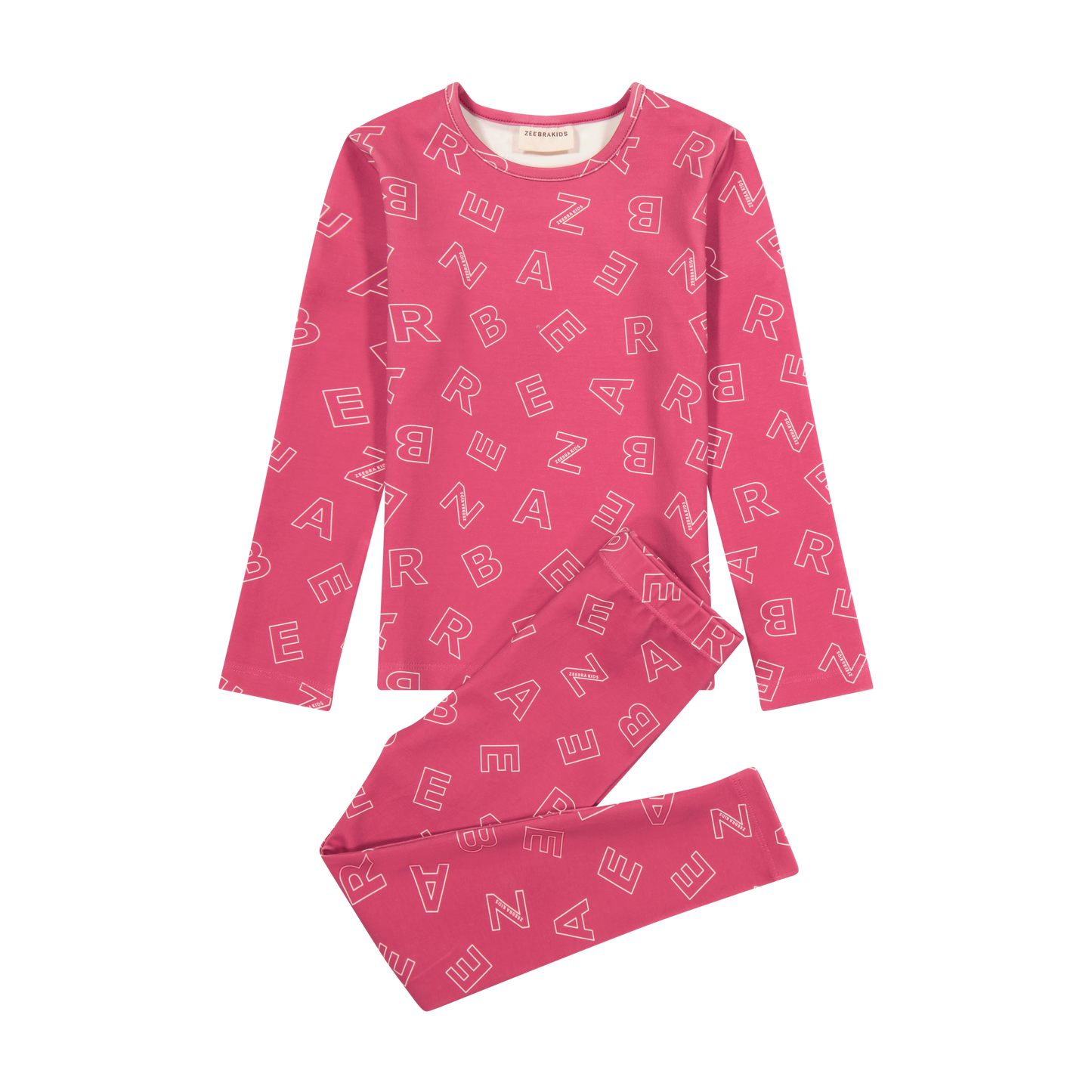 ZEEBRA PINK LETTER PRINTED PAJAMAS