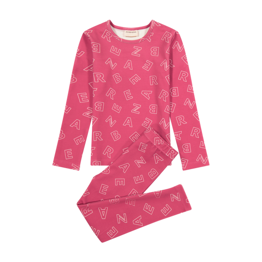 ZEEBRA PINK LETTER PRINTED PAJAMAS