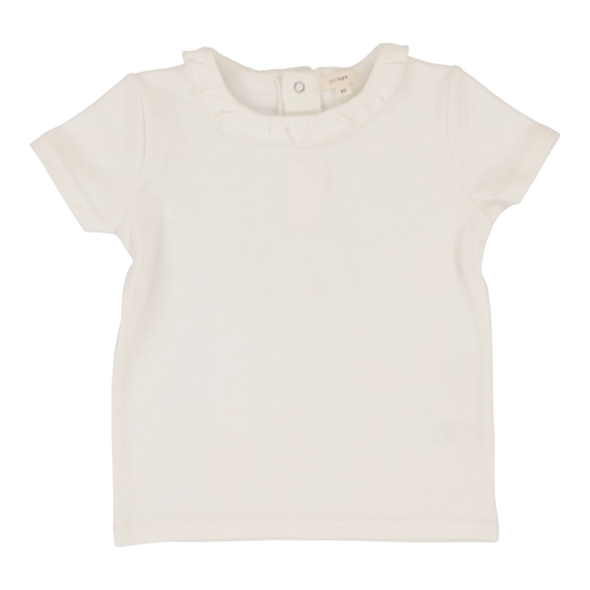 LIL LEGS OFF WHITE RUFFLE TEE