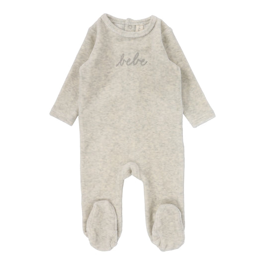 LILETTE HEATHER OATMEAL VELOUR BEBE FOOTIE