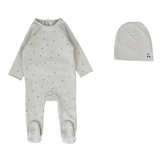 LILETTE PALE BLUE CHERRY PRINT FOOTIE SET