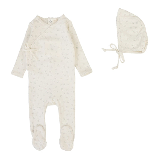 LILETTE CREAM/PINK BUD FOOTIE SET