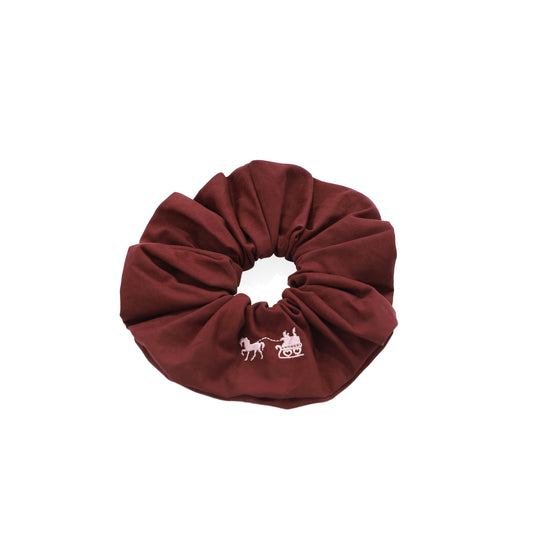 LE ENFANT BURGUNDY HORSE EMBROIDERED SCRUNCHIE [FINAL SALE]