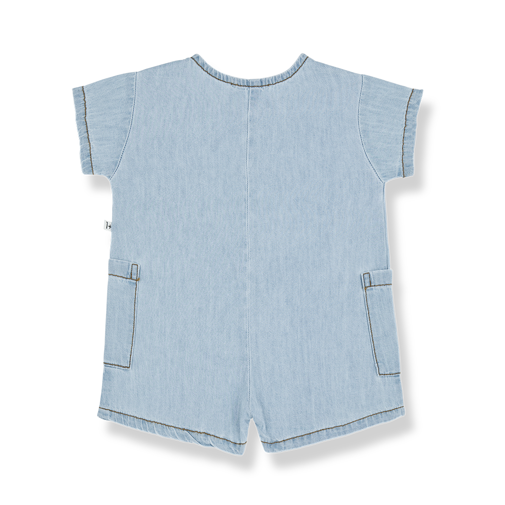 1 + IN THE FAMILY BLUE DENIM STITCHED OVERALLS