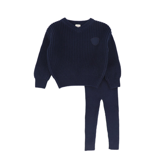 ANALOGIE NAVY KNIT VNECK TODDLER SET