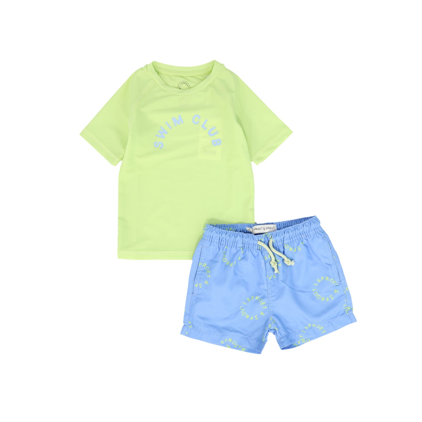 SPROET & SPROUT LIME GREEN WORDED SWIM TRUNK SET