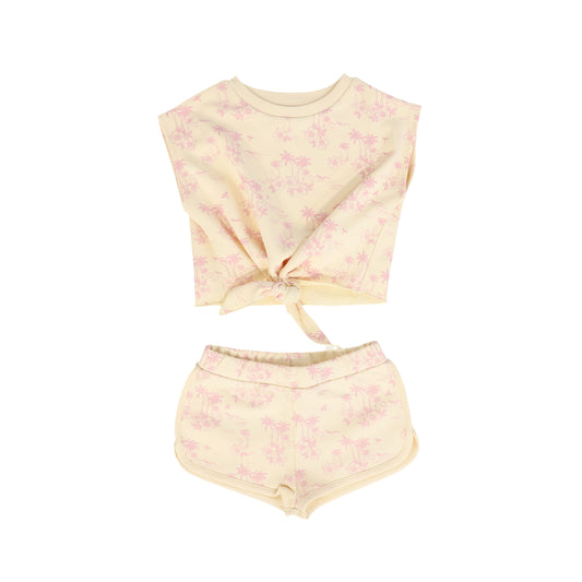 LOUIS LOUISE BEIGE/PINK FLORAL PRINT SET