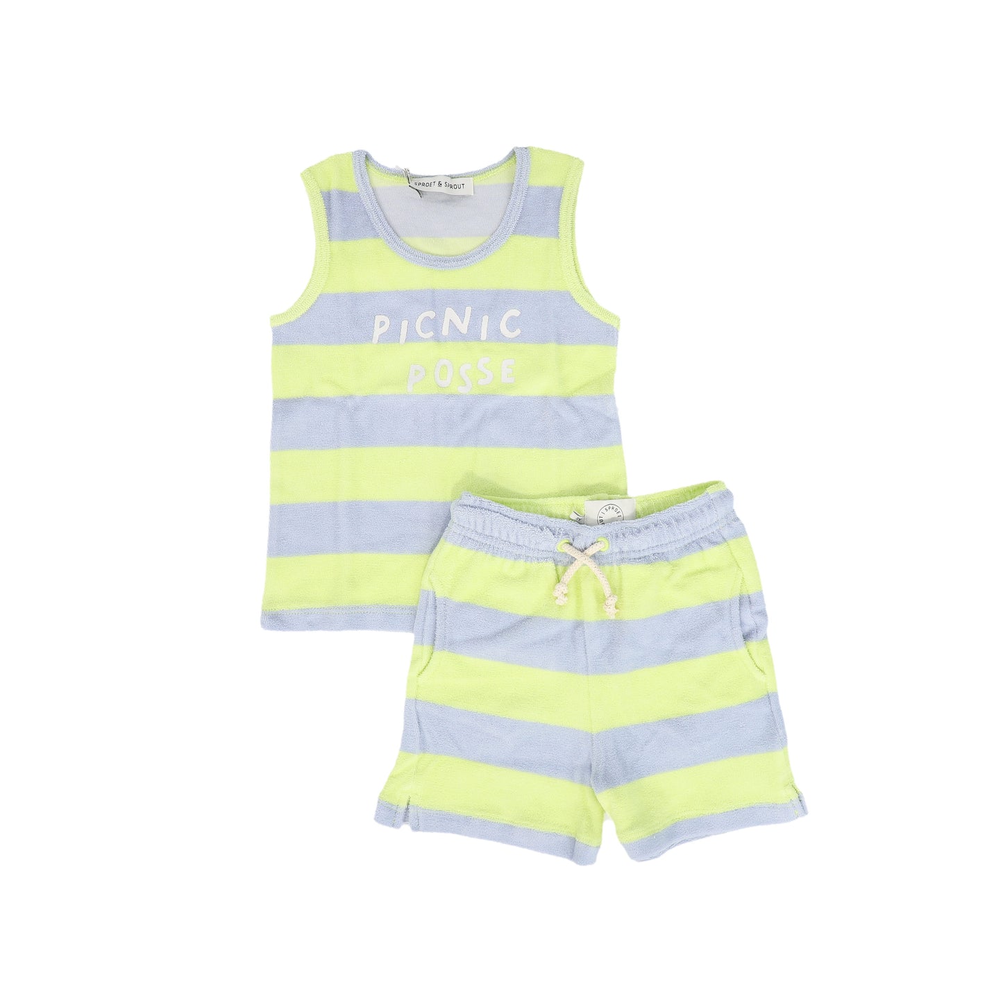 SPROET & SPROUT LIME GREEN STRIPE TERRY TANK SET