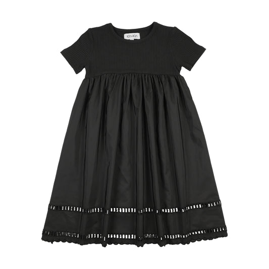 KIN & KIN BLACK TEXTURED SS MAXI DRESS