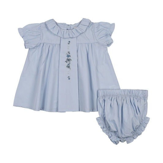 KIN & KIN LIGHT BLUE PUFF SLEEVE BLOOMER SET