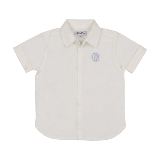 KIN & KIN WHITE/LIGHT BLUE APPLIQUE SHIRT