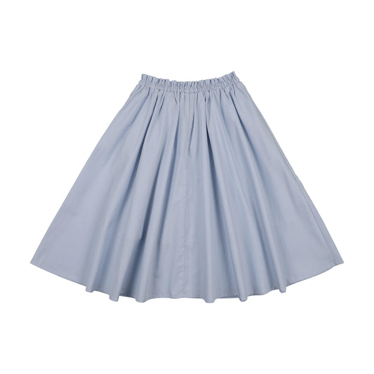 KIN & KIN LIGHT BLUE GATHERED BUTTON SKIRT