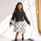 LOUD ECRU/BLACK LOGO PRINT PANELLED SKIRT