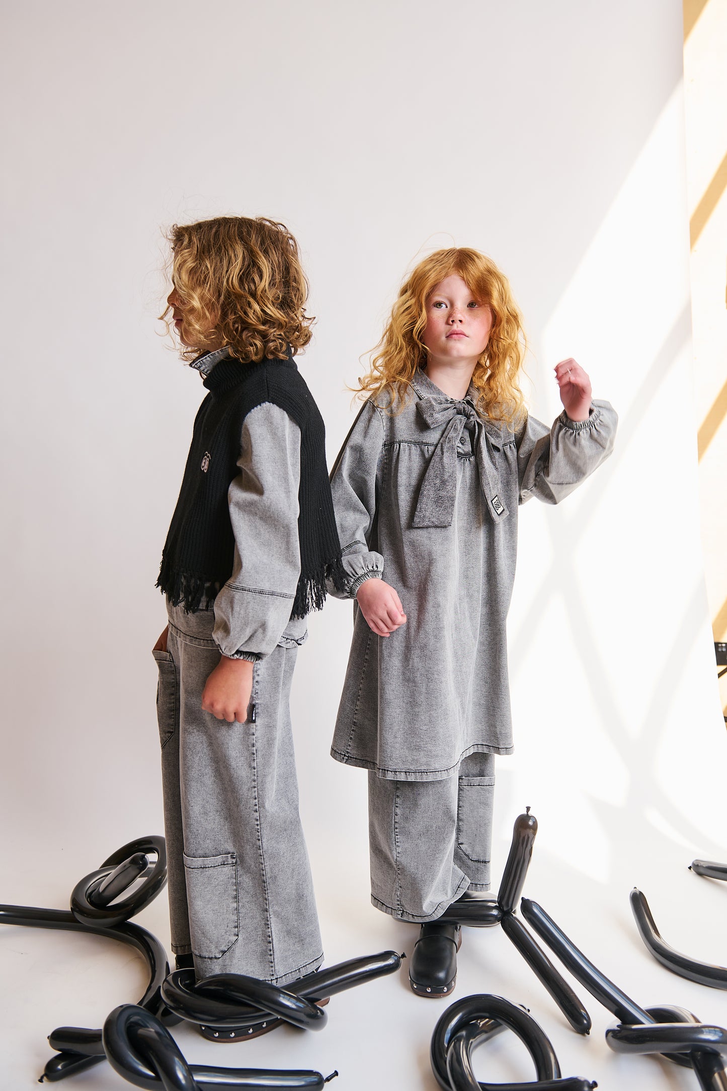 LOUD GREY WASH LOGO COLLAR DRESS