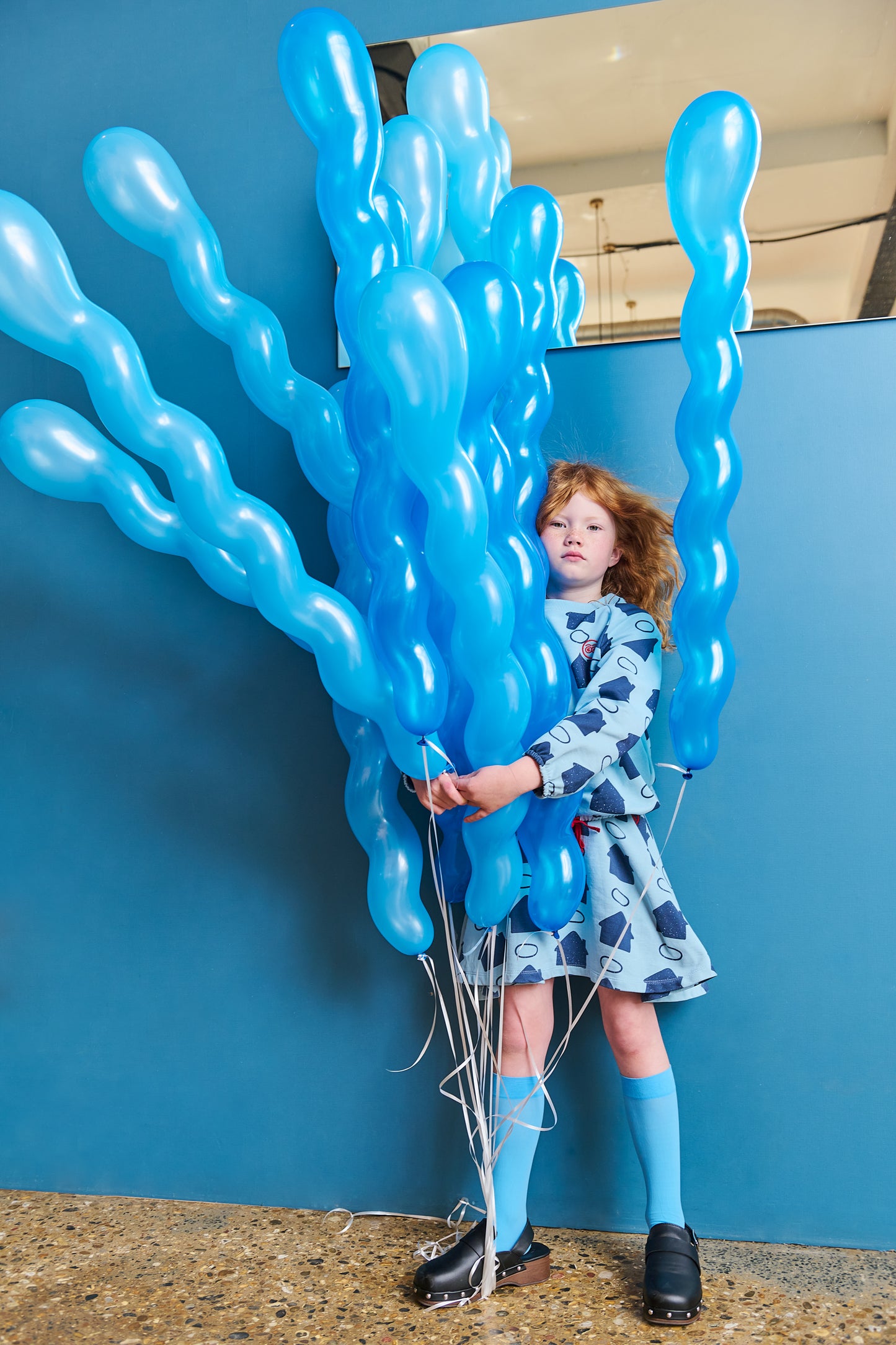 LOUD LIGHT BLUE HOUSE PRINT SKIRT