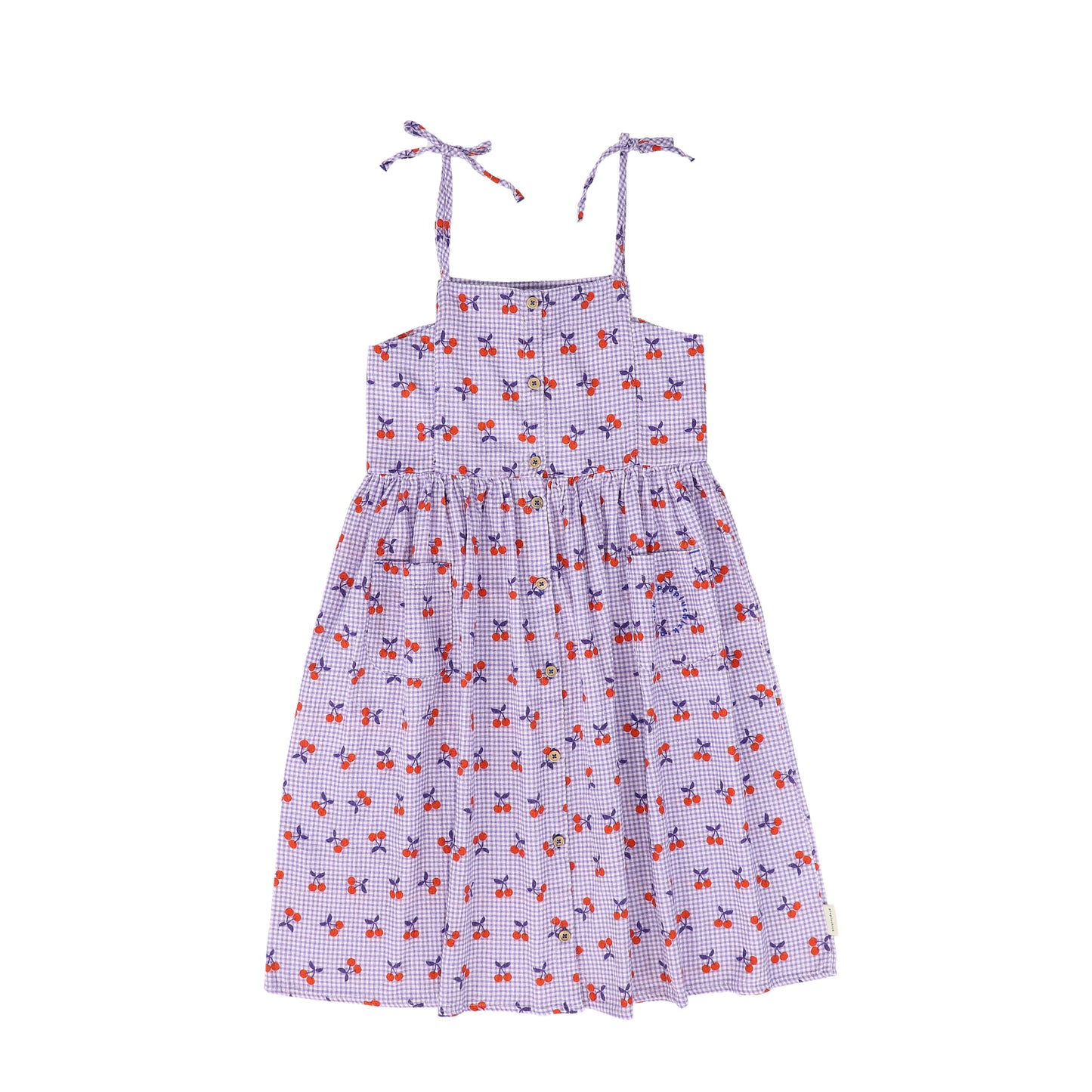 PIUPIUCHICK PURPLE CHECKED CHERRY MIDI DRESS