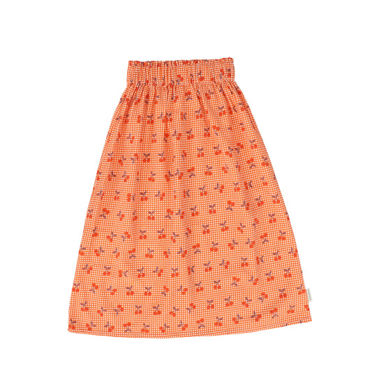 PIUPIUCHICK ORANGE CHECKED CHERRY MIDI SKIRT