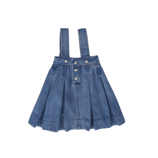FROO STYLE DENIM BUTTON SUSPENDER SKIRT