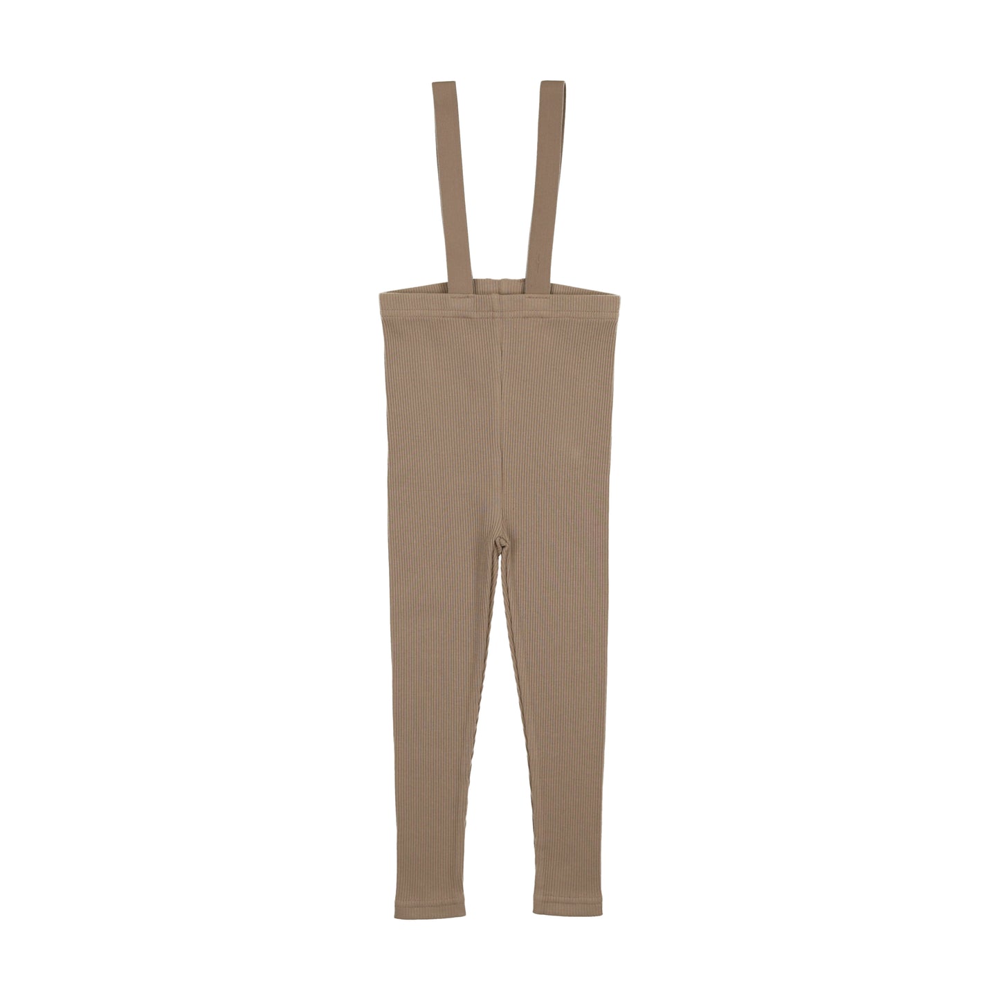 LIL LEGS TAUPE RIBBED SUSPENDER LEGGING