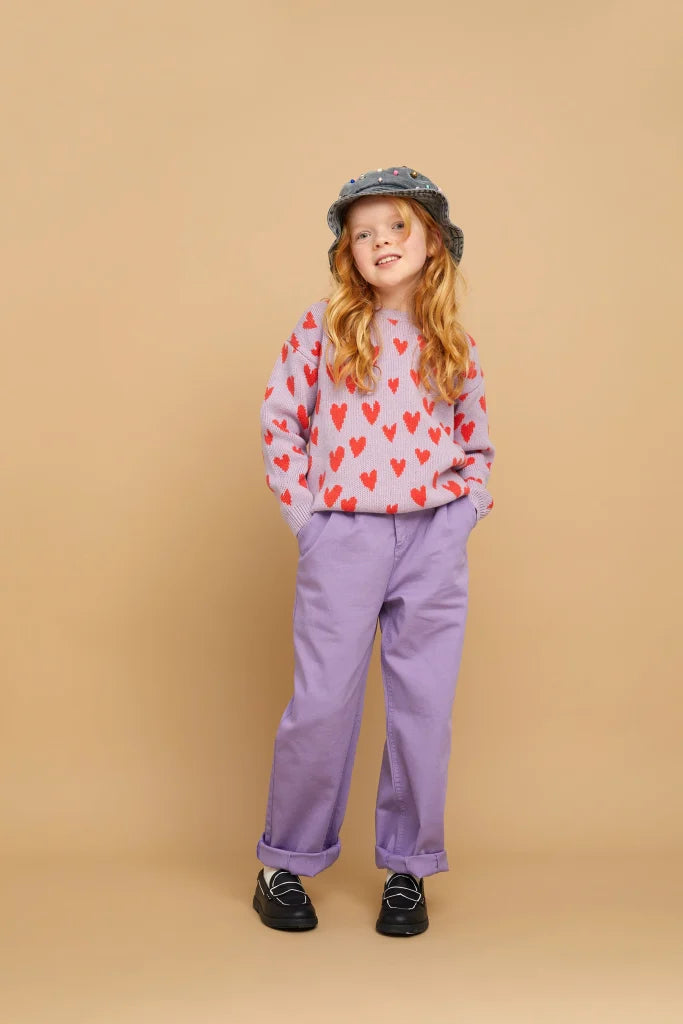 SPROET & SPROUT LAVENDER/RED HEART PRINT SWEATER