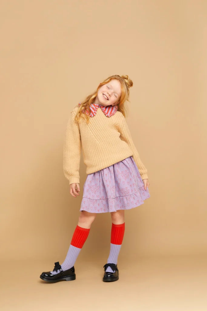 SPROET & SPROUT LAVENDER/RED HEART PRINT SKIRT