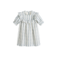 CERA UNA VOLTA WHITE/BLUE STRIPED RUFFLED DRESS