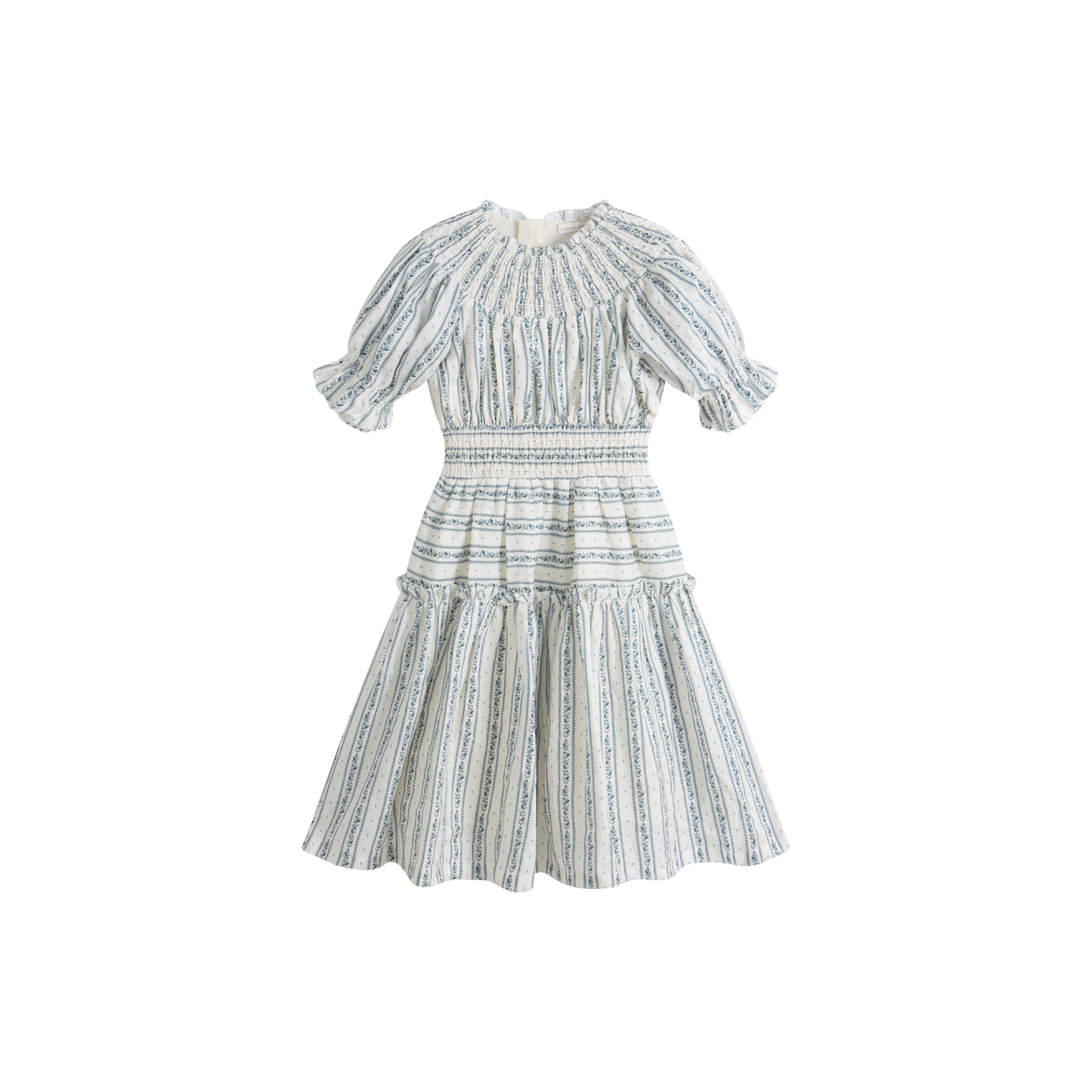 CERA UNA VOLTA WHITE/BLUE STRIPED SMOCKED DRESS