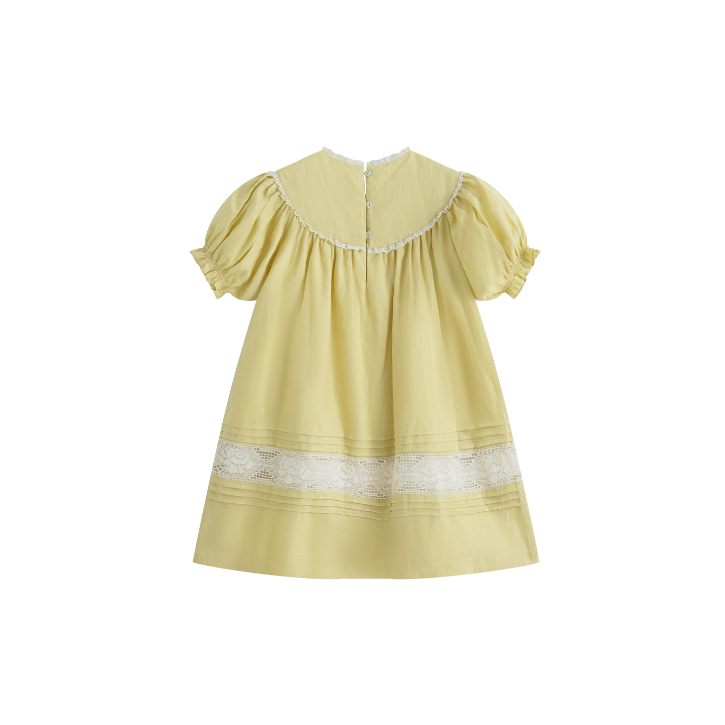 CERA UNA VOLTA YELLOW/WHITE EMBROIDERED LINEN DRESS