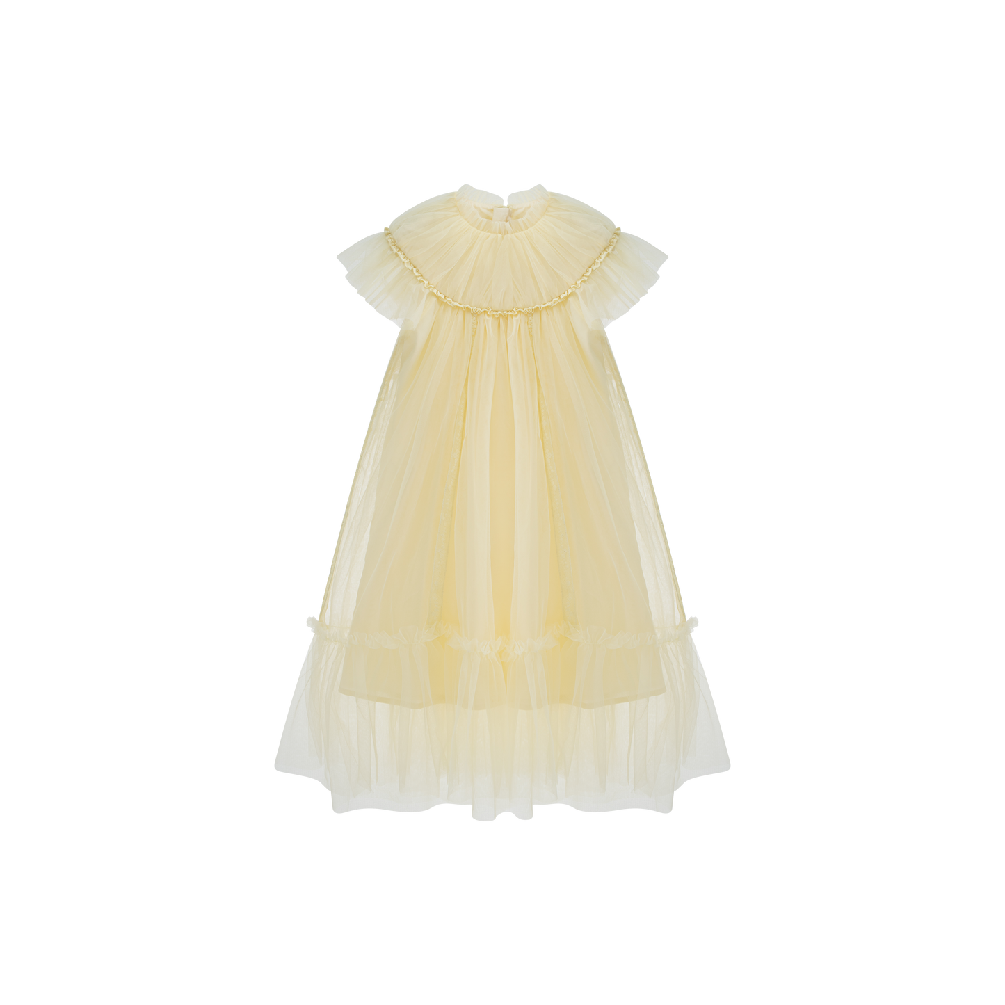 CERA UNA VOLTA PASTEL YELLOW TULLE RUFFLED DRESS