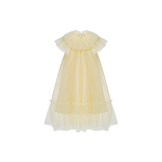 CERA UNA VOLTA PASTEL YELLOW TULLE RUFFLED DRESS